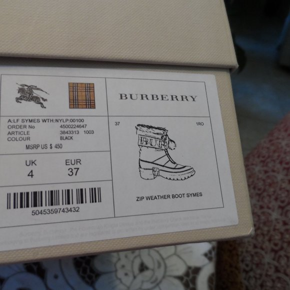 Burberry Black Leather/Nylon Zip Weather/Snow Boots Size 37 - Picture 3 of 16